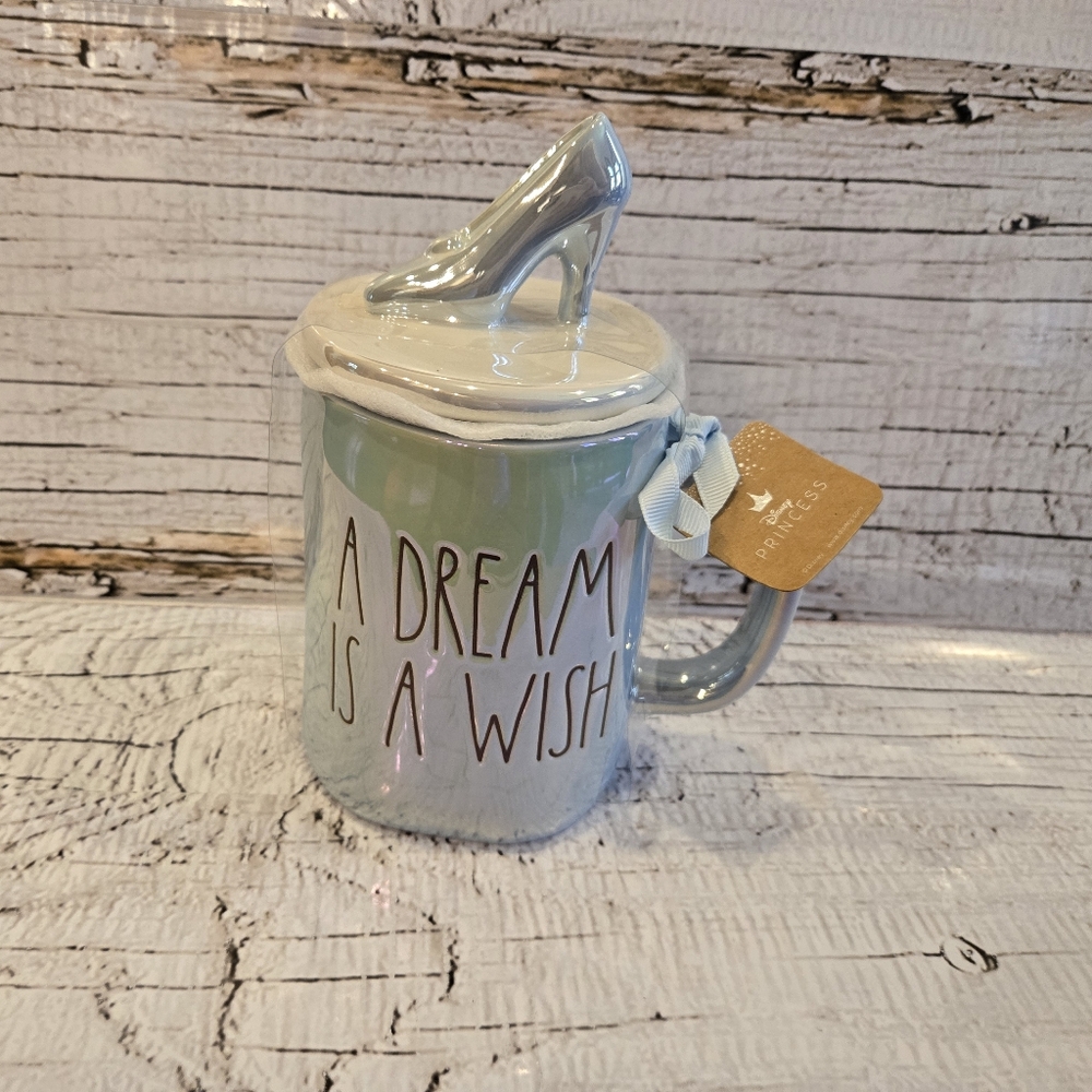 Rae Dunn "A Dream is a Wish" Cinderella Mug with Slipper Topper